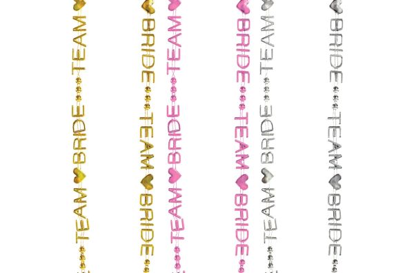Bachelorette "Team Bride" Word Beads (6-Pack) (32") (Silver, Pink, Gold)